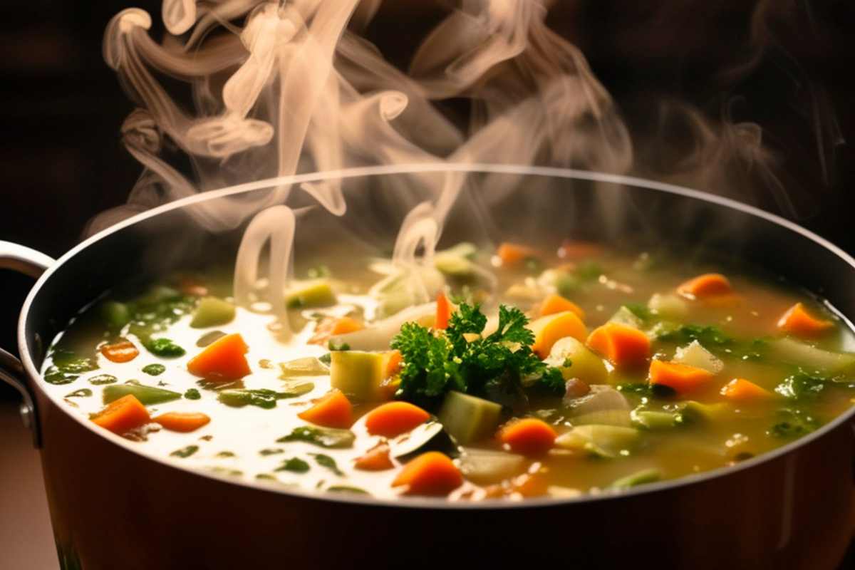 brodo vegetale nella pentola