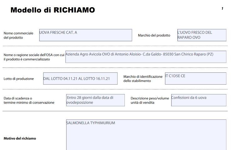 richiamo uova