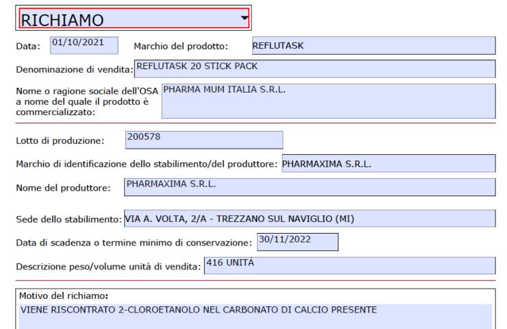 richiamo integratore