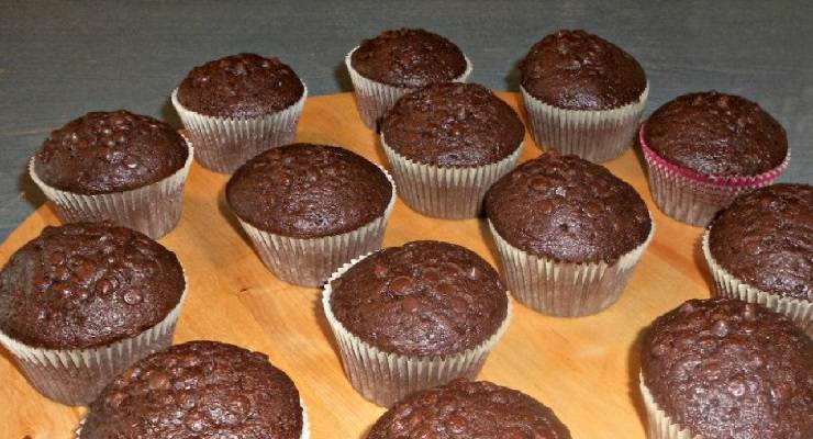 Muffin al cioccolato con farina di riso in friggitrice aria