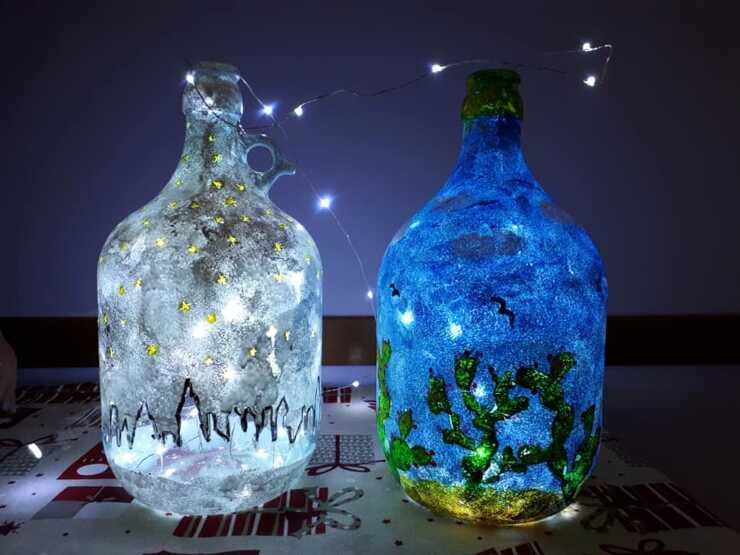 bottiglie vetro decorazioni natalizie