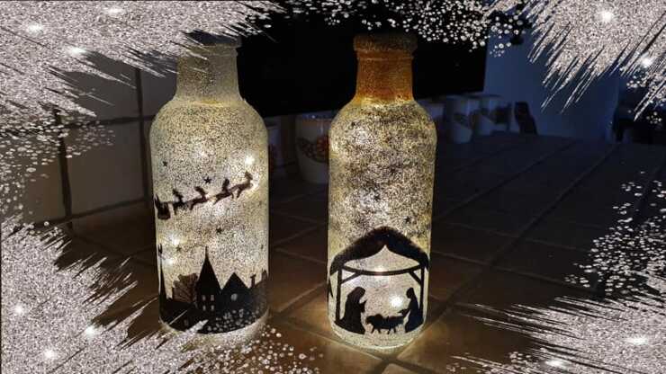 bottiglie vetro decorazioni natalizie