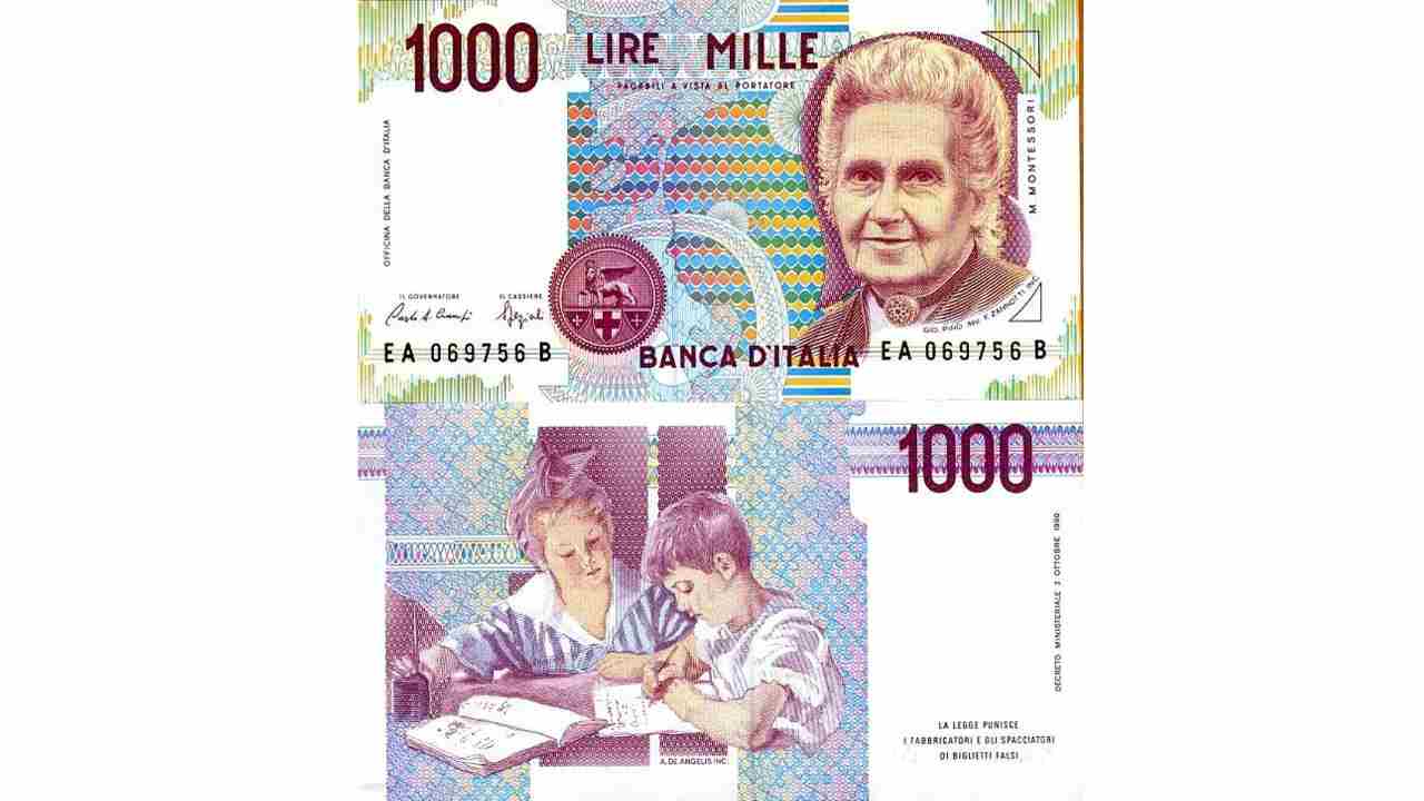 La mille lire con Maria Montessori