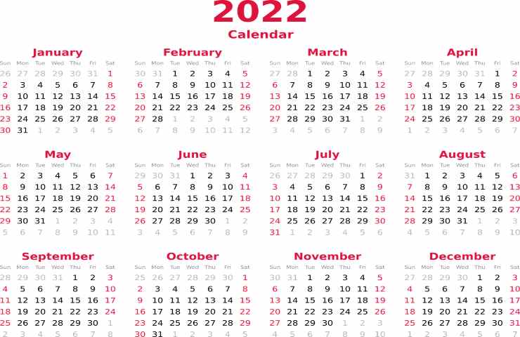 Calendario 2022