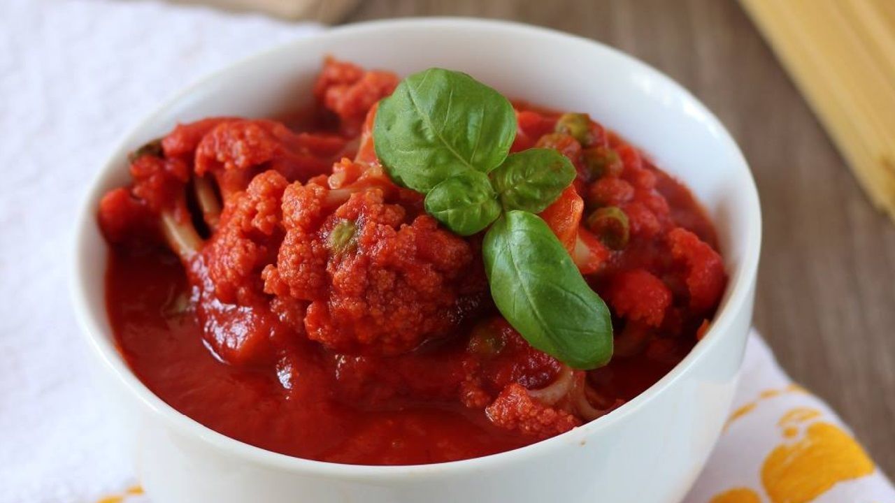 Cavolfiore al sugo 250 calorie