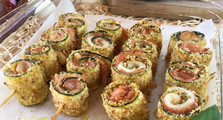 Involtini di zucchine con prosciutto e formaggio