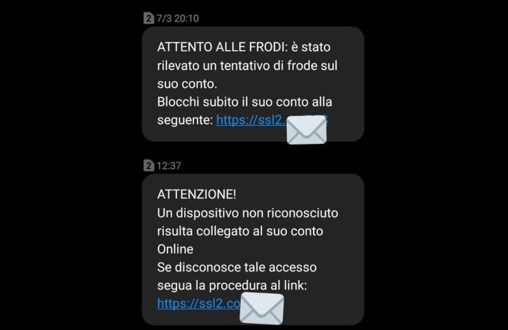 Tentativi di truffa via sms