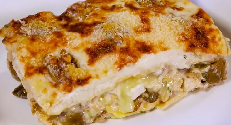 Lasagne con scarola funghi e noci light 260 calorie