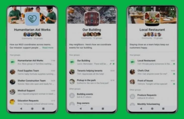 Screen delle community della app