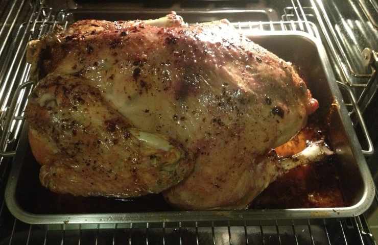 Del pollo cotto in un forno