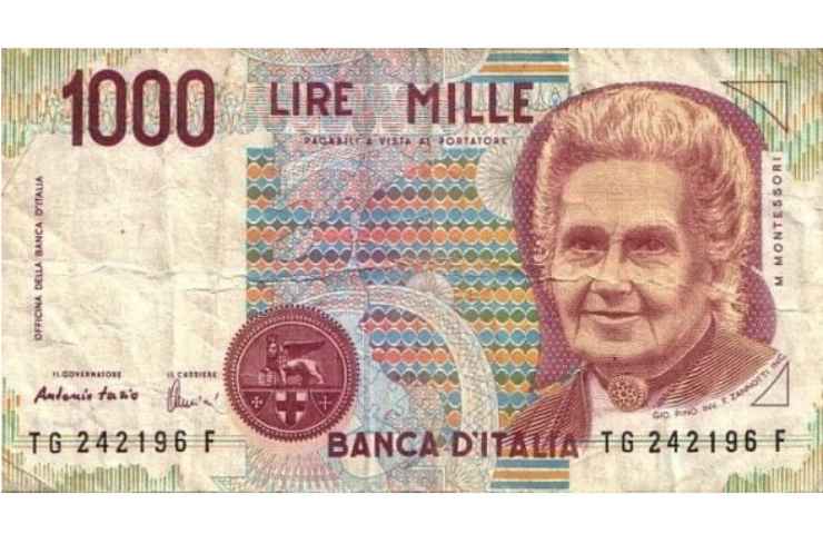 Una 1000 lire con il volto di Maria Montessori
