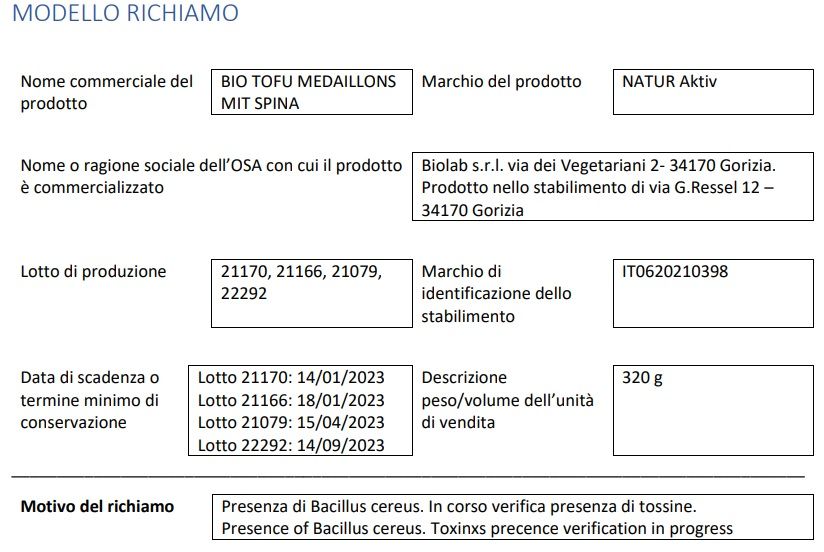 allerta alimentare 