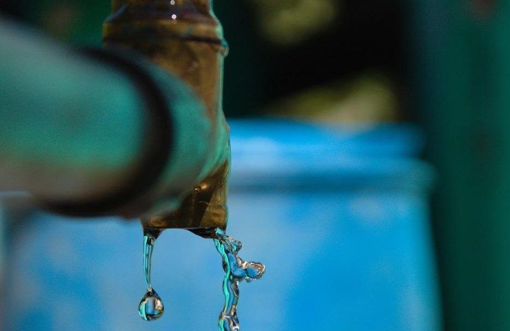 Acqua che fuoriesce da una fontana in giardino