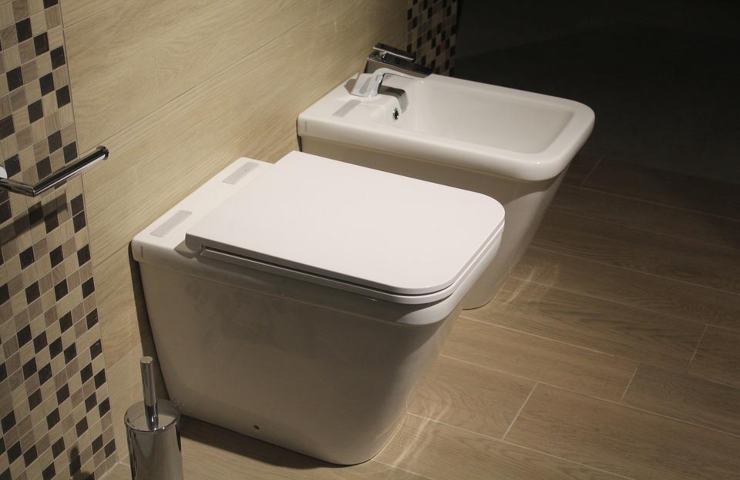 La tazza ed il bidet in un bagno