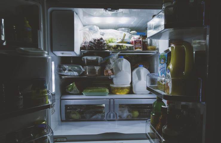 L'interno di un frigorifero pieno