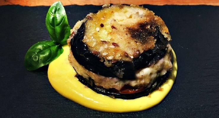 Parmigiana mini con salsa allo zafferano saporita