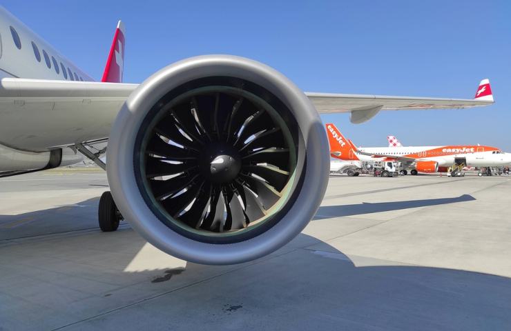 The turbine of an airplane