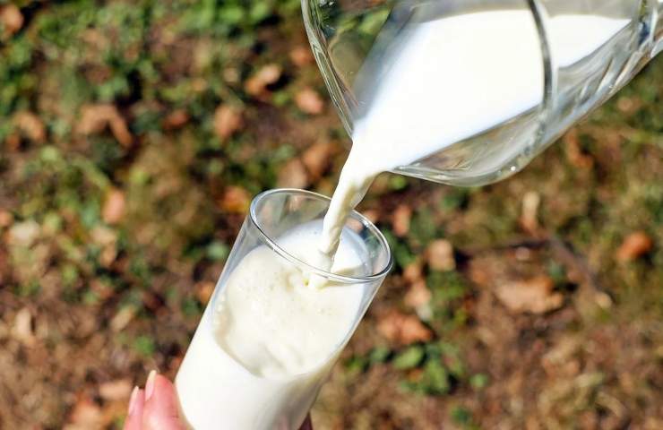 Del latte fresco versato in un bicchiere