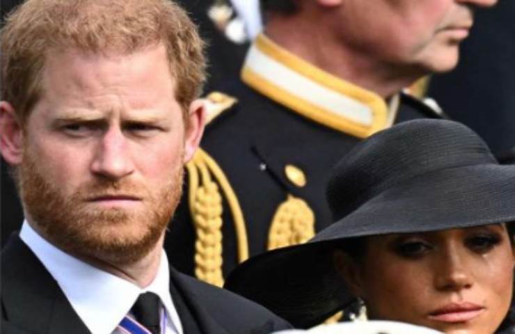 Harry e sua moglie ai funerali della regina Elisabetta