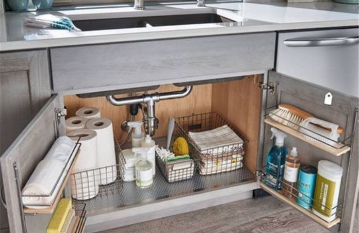 Organizzatore Estraibile Per Armadio E Cucina - 2 Cassetti Sottolavello In Acciaio Regolabili - Scaffale Impilabile Per Ripostiglio E Dispensa