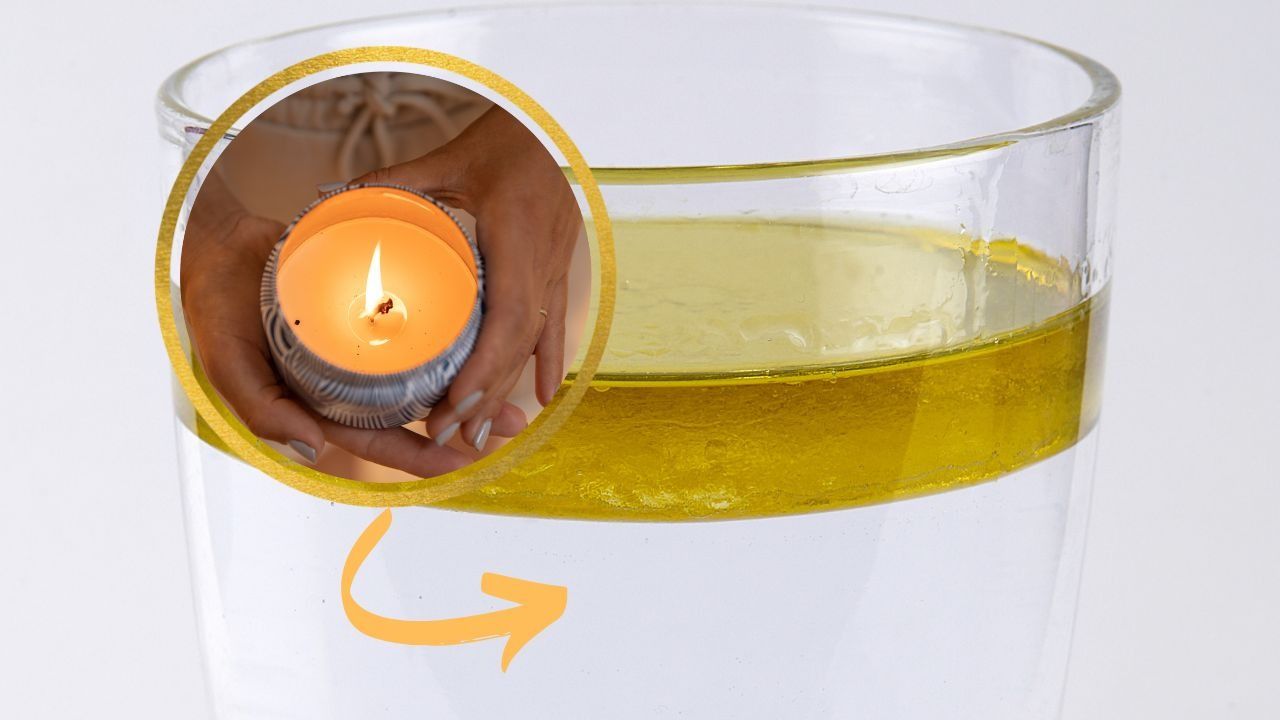 candela bicchiere acqua