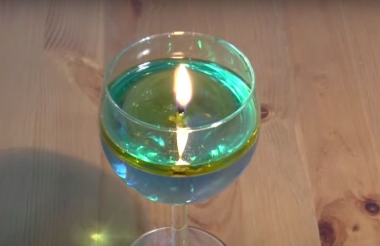 candela ecologica olio acqua