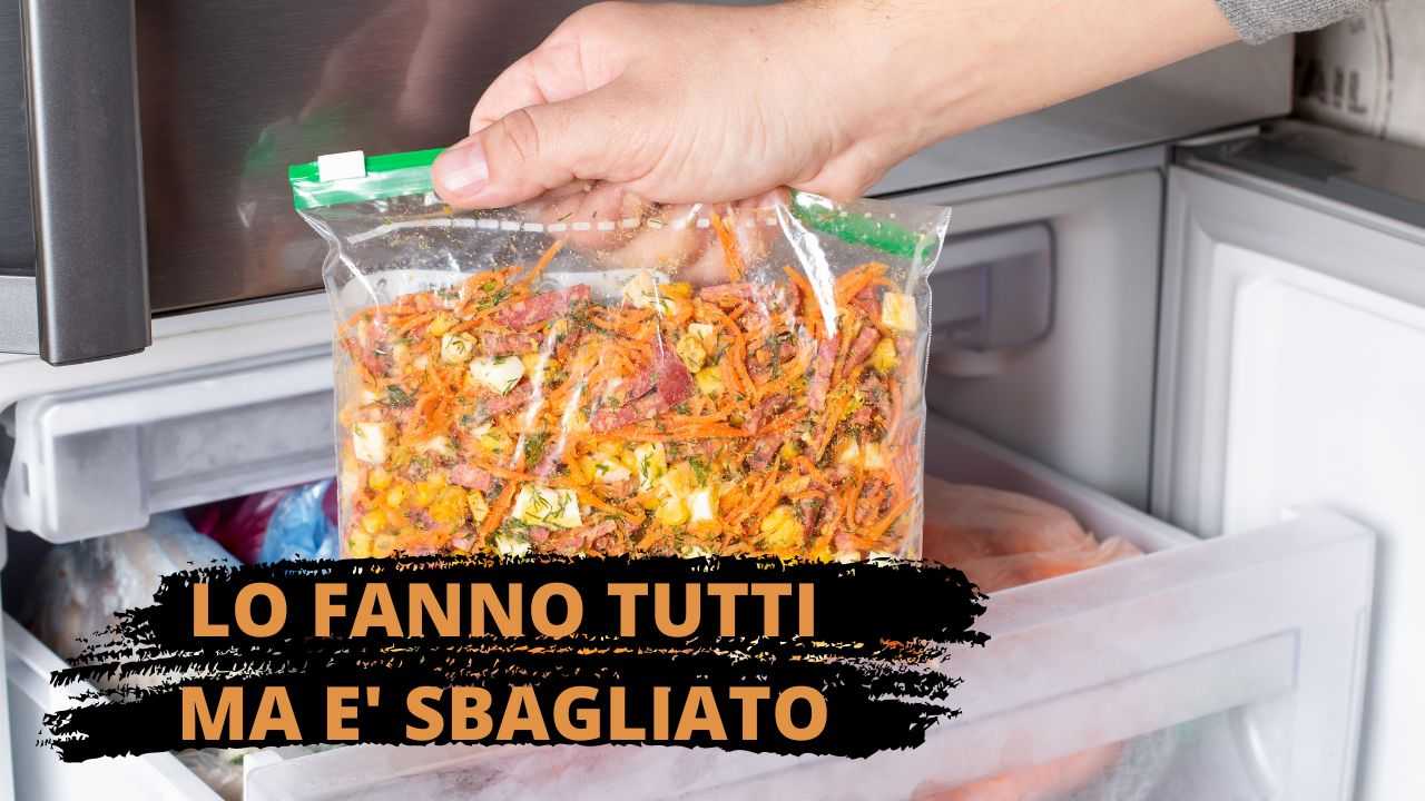 congelare alimento errore