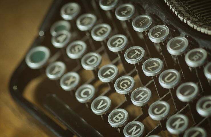 I tasti visti da vicino di una macchina per scrivere
