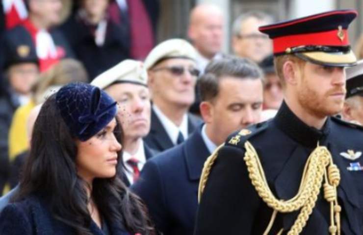 La Markle e suo marito ai funerali della regina Elisabetta