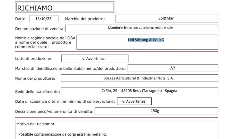 scheda richiamo mandorle