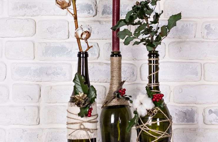 decorazioni natalizie bottiglie