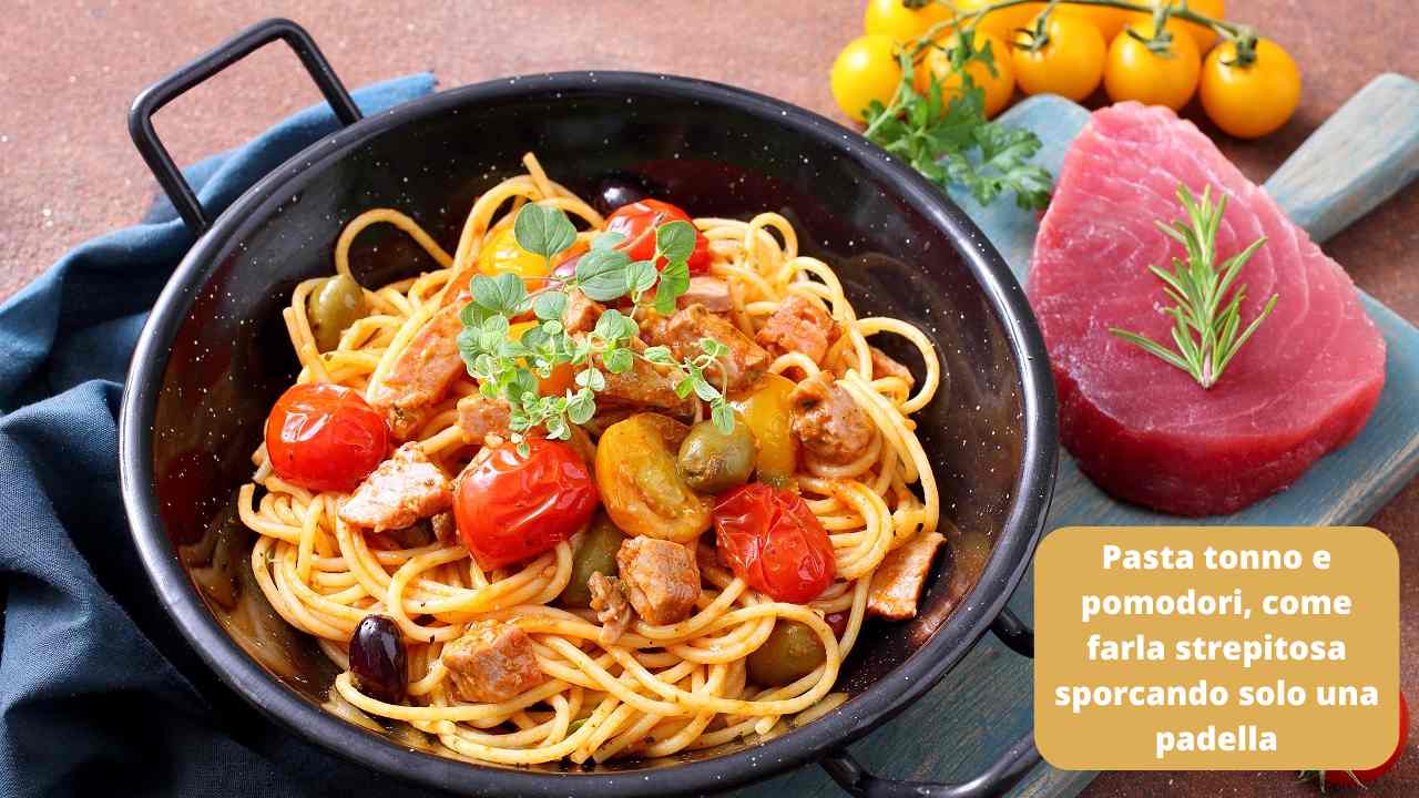 Pasta con tonno e pomodori sporcando solo una padella