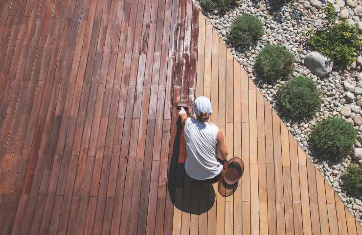 Pavimentazione giardino in legno home made