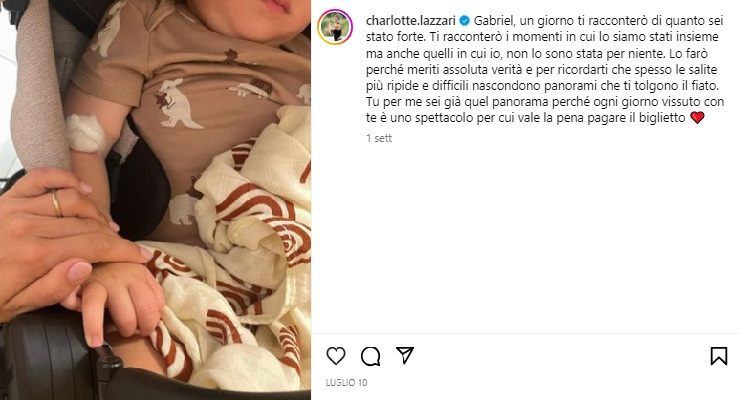 Charlotte Lazzari parole struggenti figlio