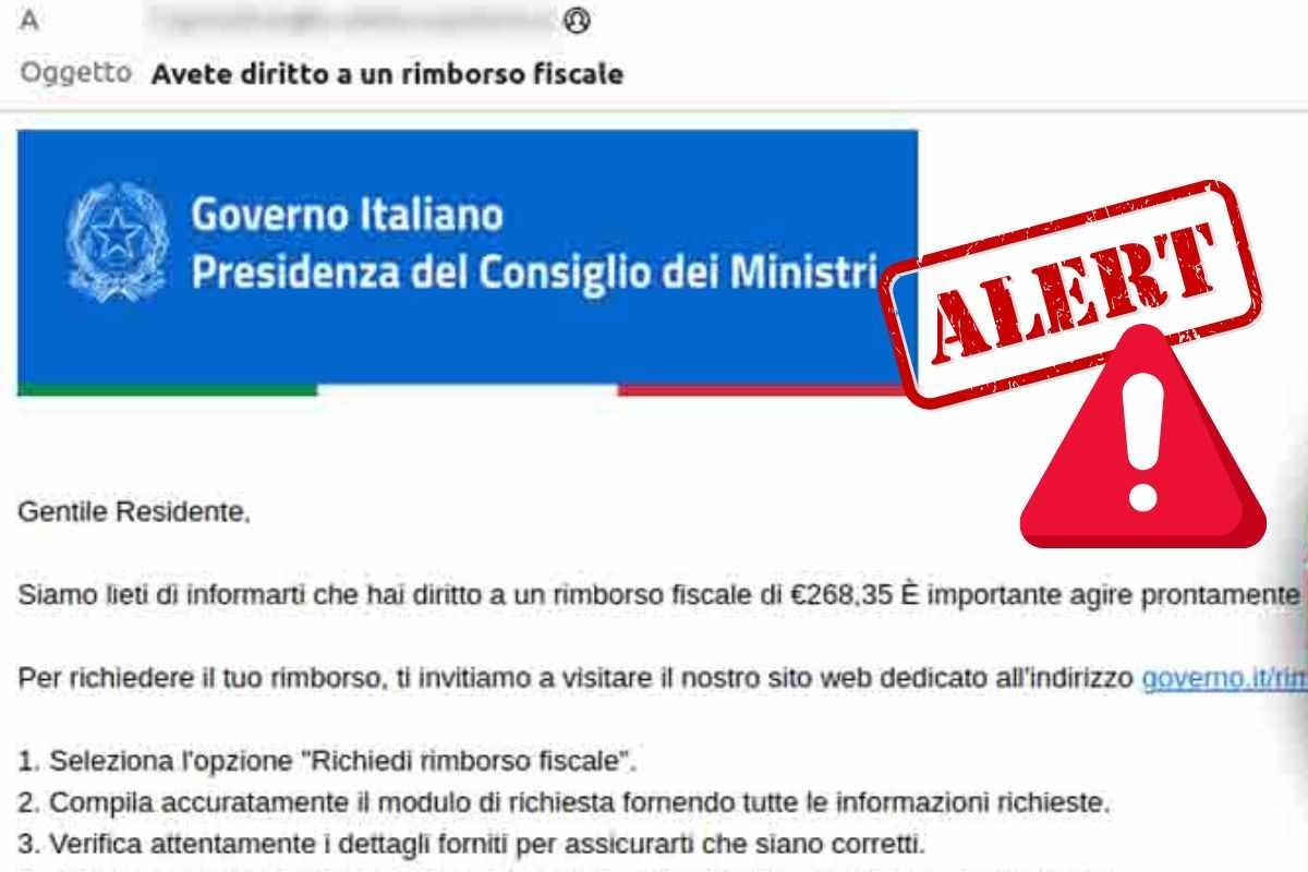 Email rimborso Governo truffa