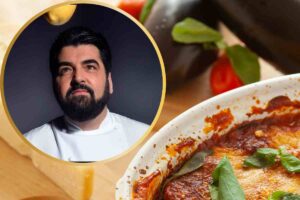 La parmigiana di melanzane, alcuni ingredienti e Antonino Cannavacciuolo