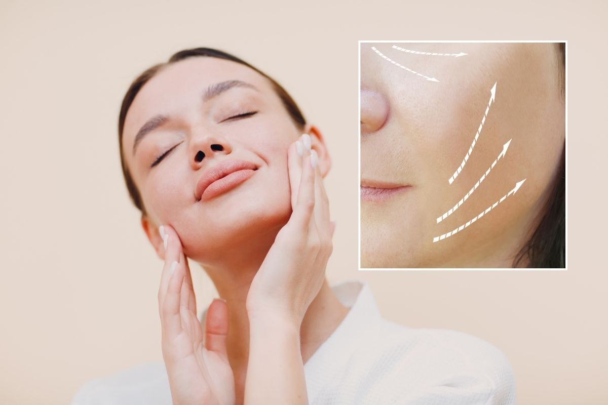 Ragazza massaggia viso