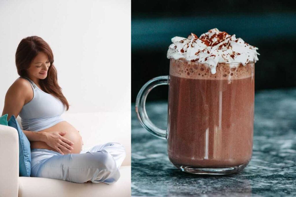 donna incinta cioccolata calda con panna