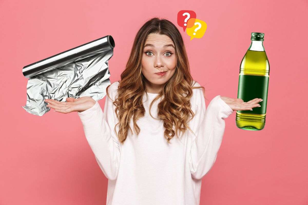 Olio di oliva e carta stagnola