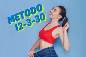 donna dimagrita e grafica con scritta metodo 12-3-30
