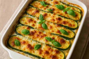 parmigiana di zucchine in una teglia
