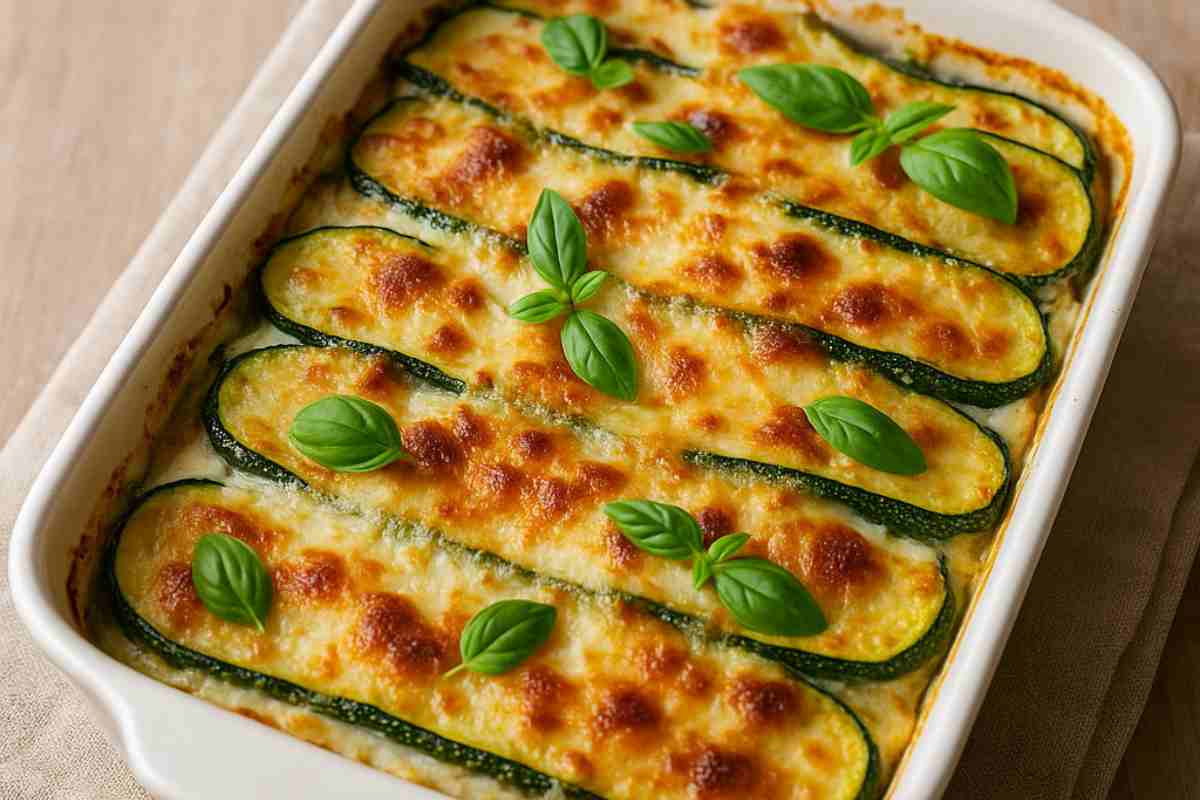 parmigiana di zucchine in una teglia