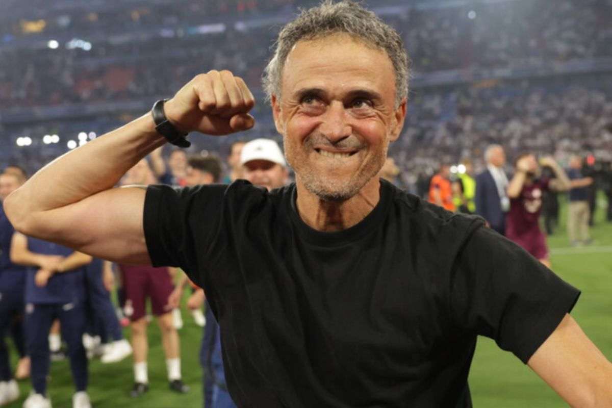 Enrique esulta per la vittoria della Champions