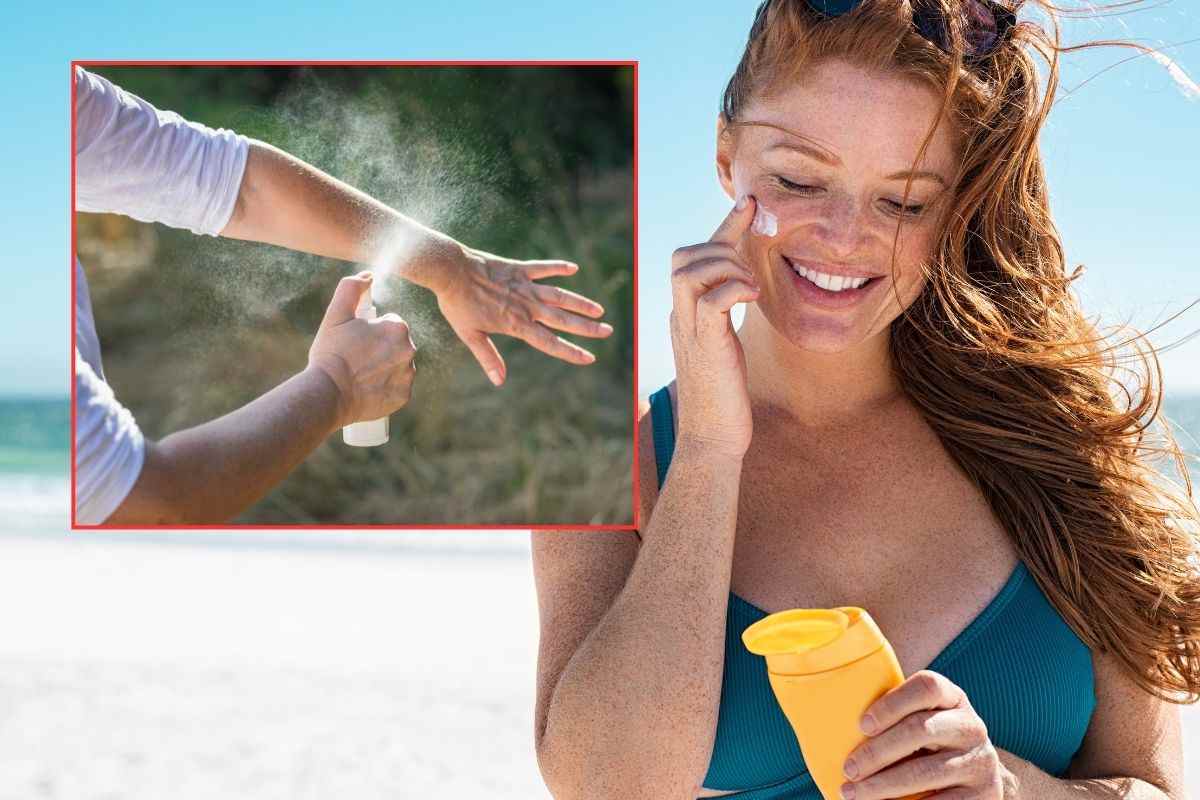 Ragazza applica crema solare sul viso