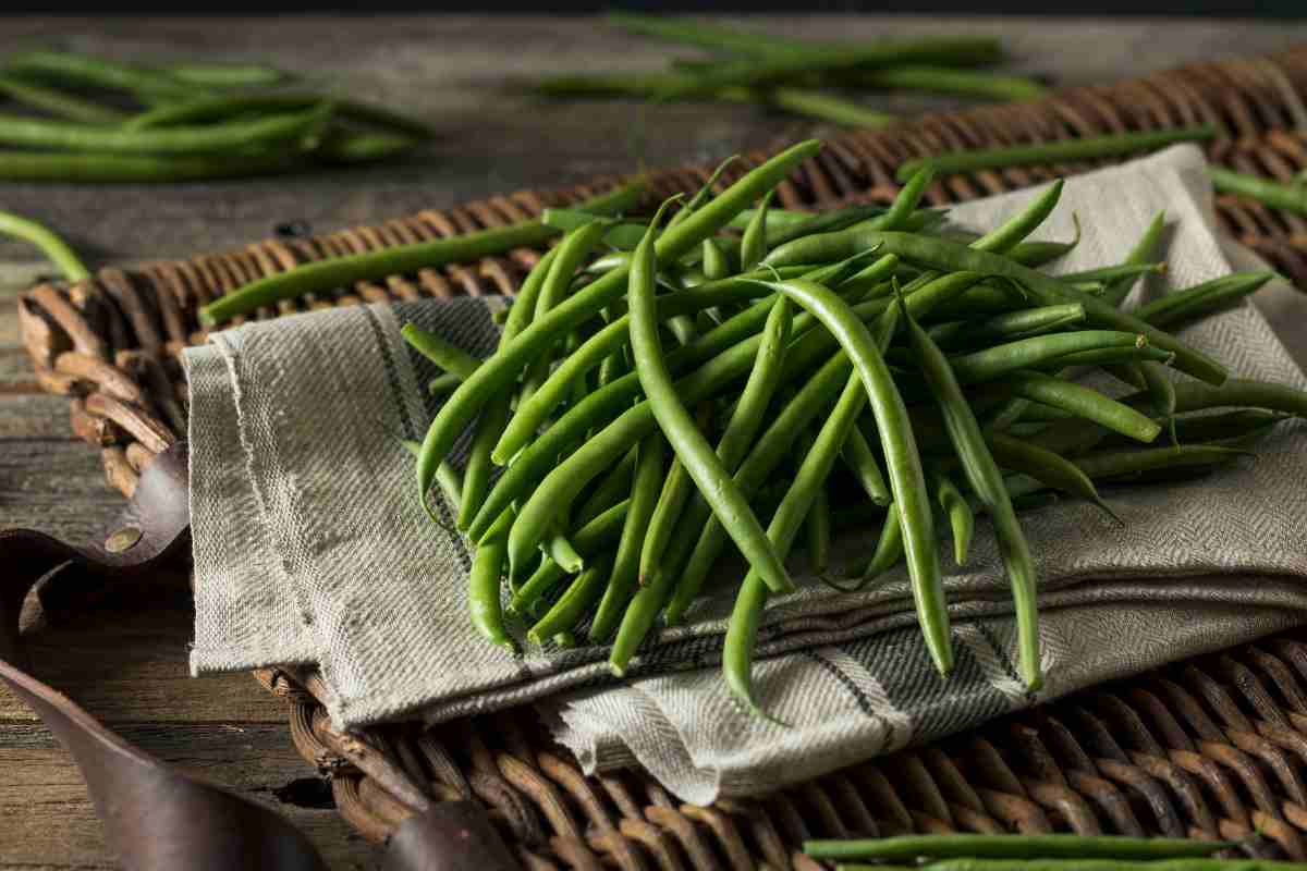 fagiolini su canovaccio cucina