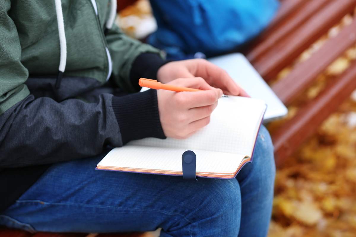 ragazzo scrive su diario