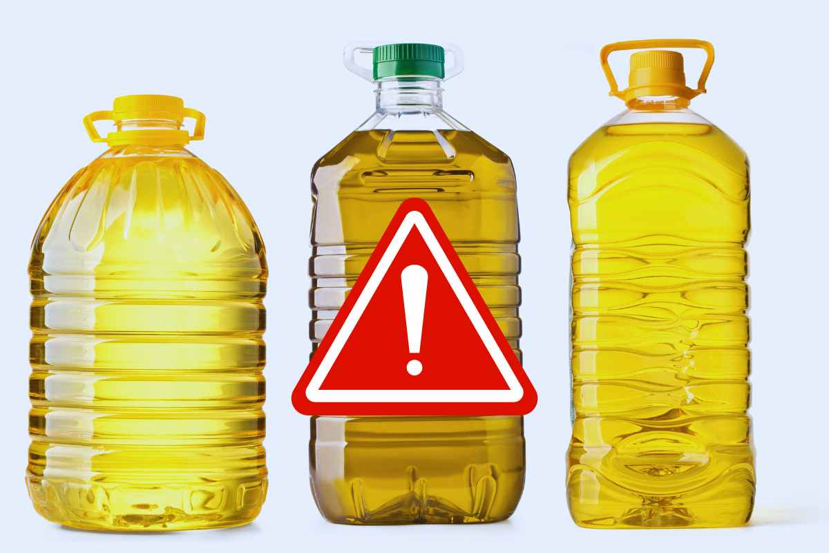 bottiglie di olio segnale di pericolo