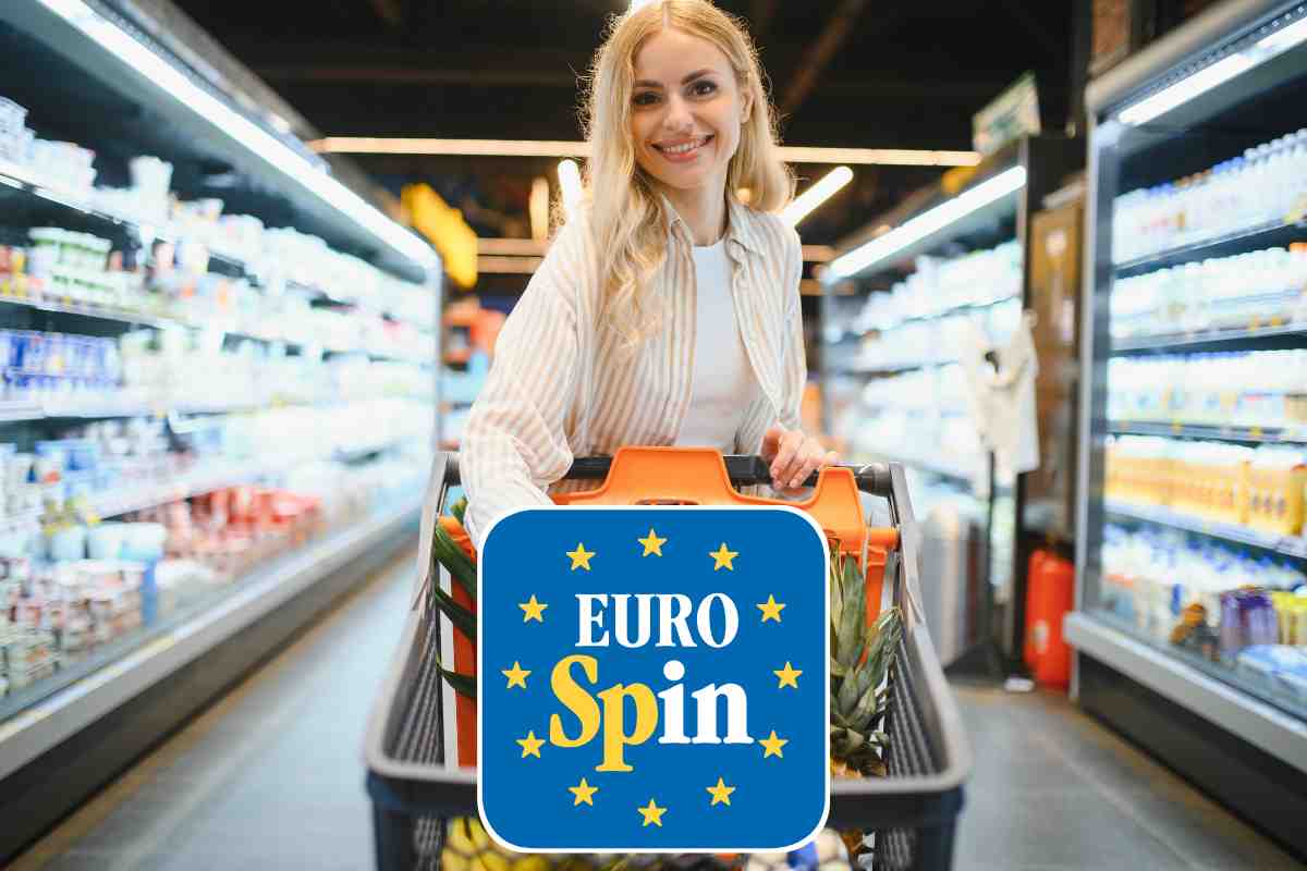 donna fa la spesa e logo eurospin