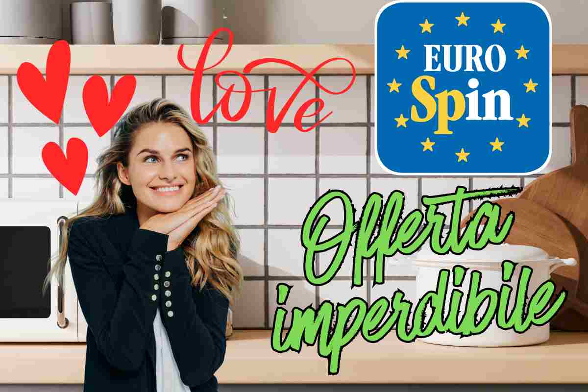cucina donna felice grafica cuori love scritta logo eurospin