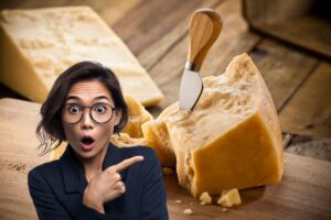 forma parmigiano e donna che lo indica stupita